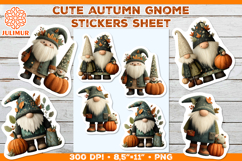 Scandinavian Autumn Gnome Stickers with Pumpkin PNG Product Image 1