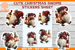 Christmas Gnome Sticker Sheet with Vintage Lantern Product Image 1
