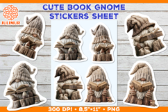 Reading Scandinavian Gnome Sticker Sheet with Vintage Book Product Image 1