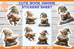 Reading Scandinavian Gnome Sticker Sheet with Vintage Book Product Image 1