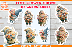 Spring Garden Gnome Sticker Sheet with Colorful Flowers Product Image 1
