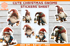Christmas Gnome Sticker Sheet with Vintage Lantern Product Image 1