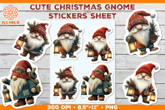 Christmas Gnome Sticker Sheet with Vintage Lantern Product Image 1