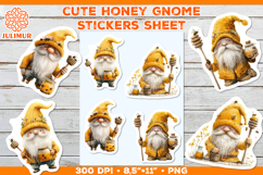 Cute Beekeeper Gnome Sticker Sheet with Honey Jar and Bees Product Image 1