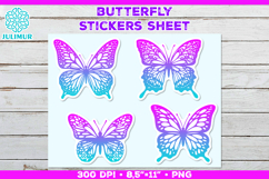 Butterfly Printable Stickers Sheet, Colorful Butterfly Product Image 1