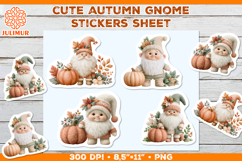 Scandinavian Autumn Gnome Stickers with Pumpkin PNG Product Image 1