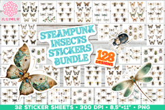 Vintage Steampunk Insect Stickers Bundle. Product Image 1