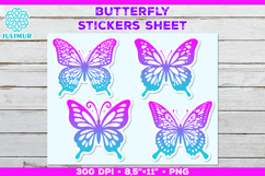 Butterfly Printable Stickers Sheet, Colorful Butterfly Product Image 1
