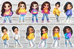 Vibrant Chibi Girl Sticker Bundle. Cute Planner Stickers PNG Product Image 5