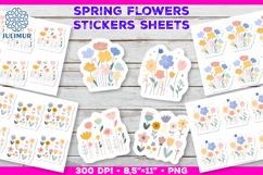 Pastel Spring Flower Stickers, Soft Floral Clipart Product Image 1