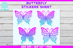 Butterfly Printable Stickers Sheet, Colorful Butterfly Product Image 1