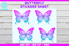 Butterfly Printable Stickers Sheet, Colorful Butterfly Product Image 1