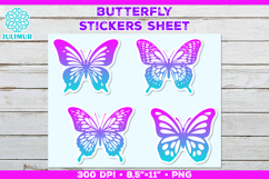 Butterfly Printable Stickers Sheet, Colorful Butterfly Product Image 1