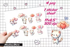 Chibi Valentine cat printable stickers. Product Image 2