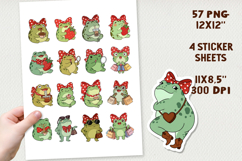Sassy Frog Girls Stickers PNG Cute Kawaii Frog BUNDLE Product Image 2