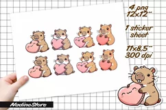 Funny capybara printable stickers. PNG. Product Image 2