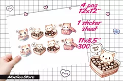 Chibi Valentine cat printable stickers. Product Image 2