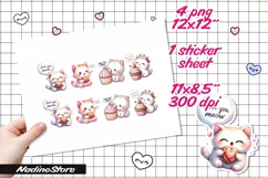 Chibi Valentine cat printable stickers. Product Image 2