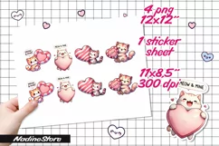 Chibi Valentine cat printable stickers. Product Image 2