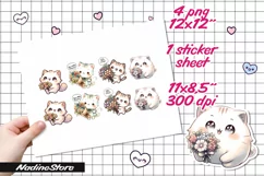 Chibi Valentine cat printable stickers. Product Image 2
