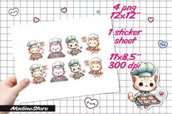 Chibi Valentine cat printable stickers. Product Image 2