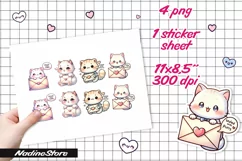 Chibi Valentine cat printable stickers. Product Image 2