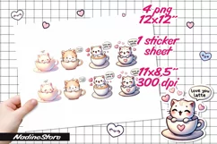 Chibi Valentine cat printable stickers. Product Image 2