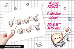 Chibi Valentine cat printable stickers. Product Image 2