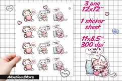 Chibi Valentine cat printable stickers. Product Image 2