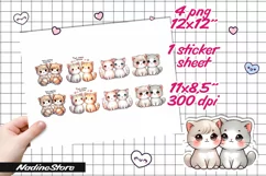 Chibi Valentine cat printable stickers. Product Image 2