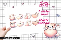 Chibi Valentine cat printable stickers. Product Image 2