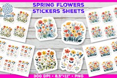 Bright Spring Flower Stickers, Vibrant Floral Clipart Product Image 1
