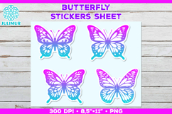 Butterfly Printable Stickers Sheet, Colorful Butterfly Product Image 1