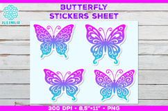 Butterfly Printable Stickers Sheet, Colorful Butterfly Product Image 1