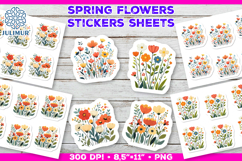 Bright Spring Flower Stickers, Vibrant Floral Clipart Product Image 1