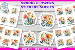 Bright Spring Flower Stickers, Vibrant Floral Clipart Product Image 1