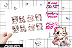 Chibi Valentine cat printable stickers. J Product Image 2
