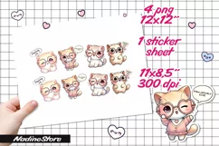 Chibi Valentine cat printable stickers. Product Image 2
