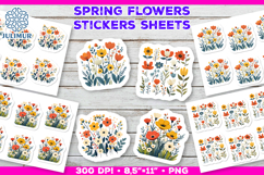 Bright Spring Flower Stickers, Vibrant Floral Clipart Product Image 1