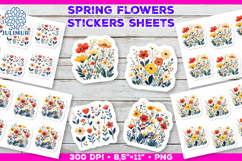 Bright Spring Flower Stickers, Vibrant Floral Clipart Product Image 1