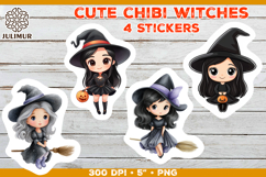 Halloween stickers PNG. Printable Stickers with Chibi Witch Product Image 1