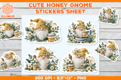 Cute Beekeeper Gnome Sticker Sheet with Honey Jar and Bees Product Image 1
