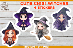 Halloween stickers PNG. Printable Stickers with Chibi Witch Product Image 1