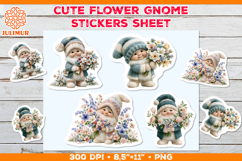 Spring Garden Gnome Sticker Sheet with Colorful Flowers Product Image 1