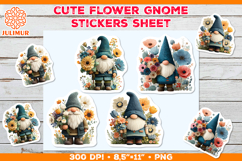 Spring Garden Gnome Sticker Sheet with Colorful Flowers Product Image 1