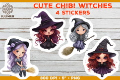 Halloween stickers PNG. Printable Stickers with Chibi Witch Product Image 1