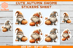 Scandinavian Autumn Gnome Stickers with Pumpkin PNG Product Image 1