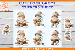 Reading Scandinavian Gnome Sticker Sheet with Vintage Book Product Image 1