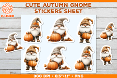 Scandinavian Autumn Gnome Stickers with Pumpkin PNG Product Image 1