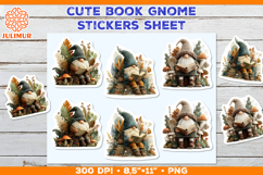 Reading Scandinavian Gnome Sticker Sheet with Vintage Book Product Image 1